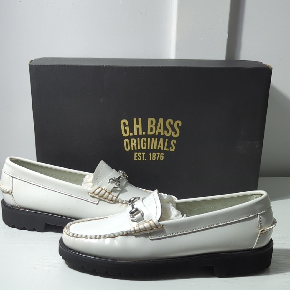 GH Bass Weejun NIB 6 Leather Loafers White